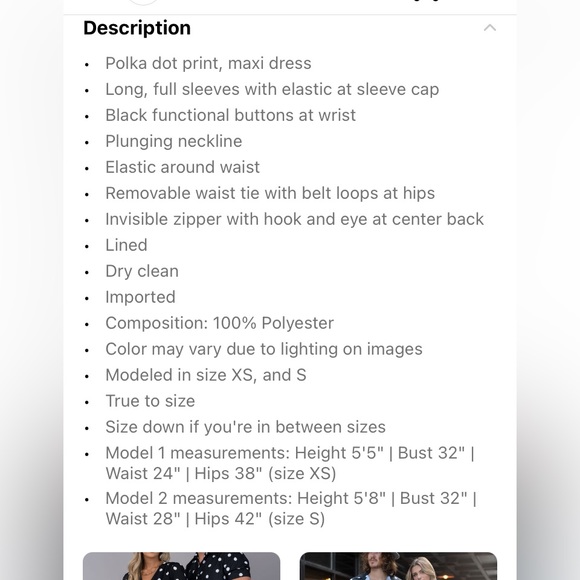 New, no tags Polka dot print, Maxi dress by Ergies. size S. - Picture 6 of 12